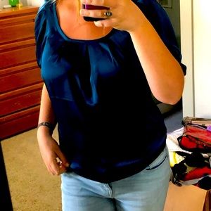 Deep teal silk blouse